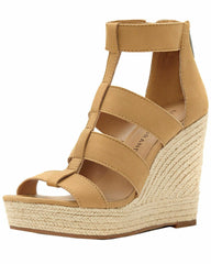 Lucky Brand Lateera SandBox Nubuck Leather Platform Wedge Espadrille Sandals