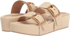 Dolce Vita Coryn Wheat Raffia Fashion Women Platform Double Strap Slip On Sandal