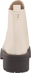 Sam Edelman Justina Modern Ivory Pull On Block Heel Almond Toe Ankle Boots