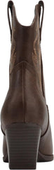 Soda Blazing Brown Pu Pointed Toe Stitched Block Heeled Western Ankle Boots