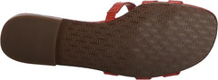 Sam Edelman Bay Terra Orange Slide Open-Toe Slip-On Leather Flat Sandals Wide