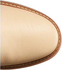 Sam Edelman Elsy Eggshell Rounded Toe Stacked Block Heel Knee High Fashion Boots