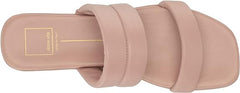 Dolce Vita Adore Rose Leather Slip On Strappy Open Squared Toe Slides Sandals
