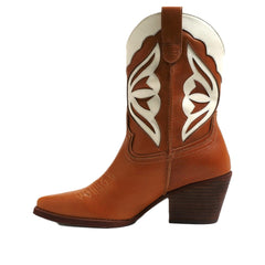 Sam Edelman Wynne Deep Saddle Leather Pull On Pointed Toe Western Ankle Boots