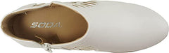Soda Chance Off White Pu Block Heel Side Zipper Closed Toe Breathable Booties
