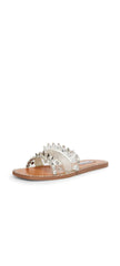 Steve Madden Leandra Clear Embellishment Detailed Squared Toe Slip On Sandals
