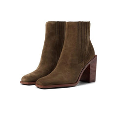Sam Edelman Emalia Alpine Block Heel Pointed Toe Pull On Leather Ankle Boots