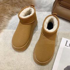 NOALED Cozy Chestnut Fashion Pull On Faux Fur Platform Winter Ankle Boots 41