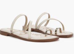 Sam Edelman Harlyn Jute/Ivory Strappy Toe Ring Slip On Flat Slides Sandals
