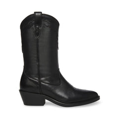 Steve Madden Laredo Black Leather Modern Western Cowboy Mid Calf Classic Boots