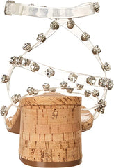 Steve Madden Invent Clear Ankle Strap Open Toe Pyramid Embellished Heeled Sandal