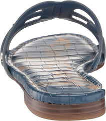 Sam Edelman Bay Deep Caspian Blue Print Slide Mule Open-Toe Slip-On Sandals