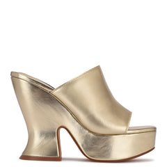 Nine West Flower Platino Slip On Rounded Open Toe Retro Platform Sandal