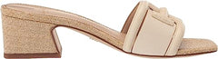 Sam Edelman Waylon Modern Ivory Slip On Squared Open Toe Low Block Heel Sandals