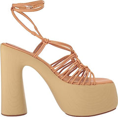 Sam Edelman Gia Natural Sand Platform Knotted Strappy Block Heeled Sandals