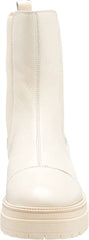 Sam Edelman Wellington Modern Ivory Block Heel Closed Toe Pull On Ankle Boots