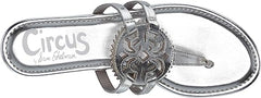 Circus By Sam Edelman Canyon Soft Silver Metallic Flower Style Thong Flat Sandal
