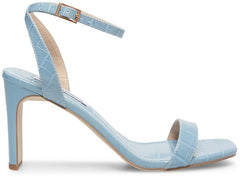 Steve Madden Moonlight Blue Croco Ankle Strap Square Toe Block Heeled Sandals