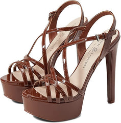 Chinese Laundry Teaser Mocha Patent Ankle Strap Open Toe Platform Dress Sandals