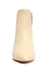 Schutz Mikki Off White Side Zipper Pointed Toe Stiletto Kitten Heel Ankle Boots