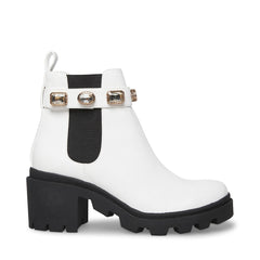 Steve Madden Amulet White Gold Stone Fashion Chelsea Platform Block Heel Boots