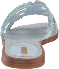Sam Edelman Bay Riviera Blue Rounded Toe Slip On Leather Strap Slides Sandals