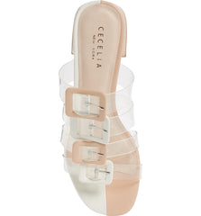 Cecelia New York Lincoln Slide Sandal Nude Alabaster Clear Transparent Mules