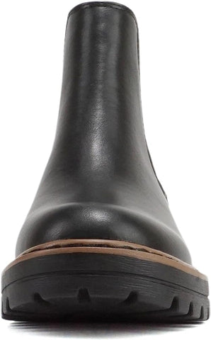 Soda Pilot Black/Tan Welt Pu Pull On Round Toe Chunky Platform Ankle Boots