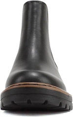 Soda Pilot Black/Tan Welt Pu Pull On Round Toe Chunky Platform Ankle Boots