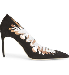 Brian Atwood VICTORY Cutout Pointy Toe Black Clear Flame Pointed Stiletto Pumps
