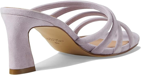 Cole Haan Adella Orchid Petal Suede Open Toe Slingback Block Heeled Sandals