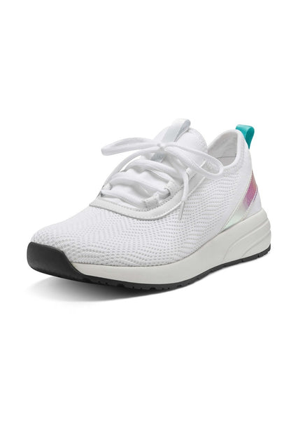 Vince Camuto Arielinda White Iridescent Fashion Textile Lace Up Platform Sneaker