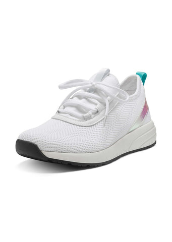 Vince Camuto Arielinda White Iridescent Fashion Textile Lace Up Platform Sneaker