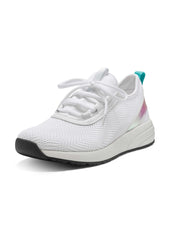Vince Camuto Arielinda White Iridescent Fashion Textile Lace Up Platform Sneaker