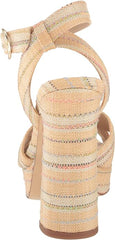 Sam Edelman Kayna Natural Raffia Ankle Strap Square Open Toe Block Heeled Sandal