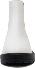 Soda Pilot White Pull On Round Toe Chunky Platform Block Heel Wide Ankle Boots