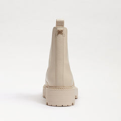 Sam Edelman Laguna Modern Ivory Leather Chelsea Rounded Toe Pull On Wide Boots