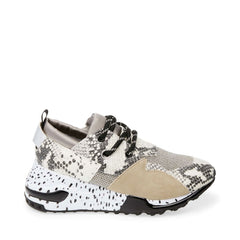 Steve Madden Cliff Chunky Sole Lace Up Platform Fashion Sneakers Natural Snake