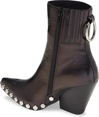 Jeffrey Campbell Walton-SR2 Black Metallic Silver Pointed Toe Block Heel Boots