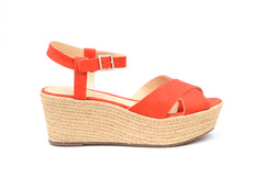 Schutz Devinelli Nice Orange Strappy Open Toe Espadrille Heeled Platform Sandals