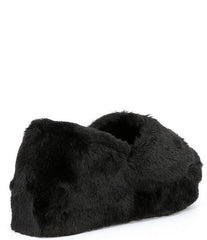 Steve Madden Vito Black Slip On Rounded Open Toe Platform Fur Fashion Slipper