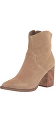 Steve Madden Cate Sand Suede Block Heel Pointed Toe Pull On Fashion Ankle Boots