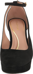 Cole Haan Remi Platform Black Suede Ankle Strap Pointed Toe Block Heeled Pumps