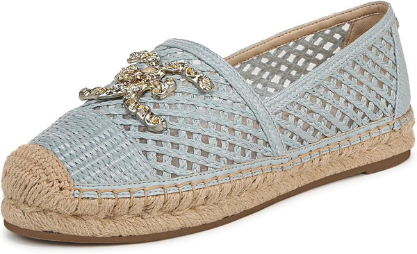 Sam Edelman Khiara Light Robin Egg Blue Cap Toe Espadrille Woven Flat Loafers