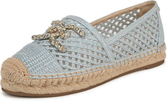 Sam Edelman Khiara Light Robin Egg Blue Cap Toe Espadrille Woven Flat Loafers