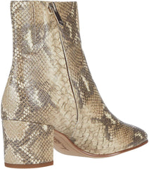 Sam Edelman Regaen Wheat Nude Multi Snake Square Toe Leather Heeled Booties