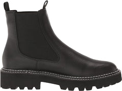 Dolce Vita Moana H2O Black Leather Pull On Rounded Toe Lugged Sole Ankle Boots