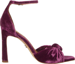 Sam Edelman Lucia Deep Orchid Square Bow Strap Buckle Ankle Fluted Heel Sandals