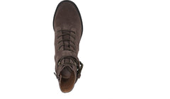 Zodiac Gemma Espresso Lace Up Block Heel Rounded Toe Buckle Combat Ankle Boots