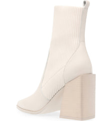 Steve Madden Tackle Bone Leather Pointed Toe Stretch Gore Fitted Ankle Boot